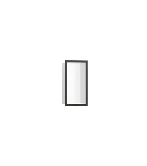Helle Wandnische von Hansgrohe mit einem schmalen, matten weißen Designrahmen. Das Produkt zeigt eine einfache, funktionale Form für die Wandmontage.
